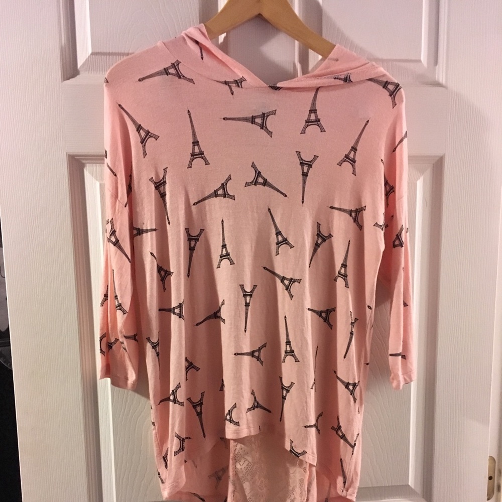 6 FOR $25 American Dream Eiffel Tower pink shirt